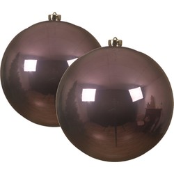 2x stuks grote kunststof kerstballen lila paars 14 cm glans - Kerstbal