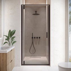 Badplaats Douchewand Seattle 80 x 190 cm - 6 mm Donker Veiligheidsglas - Inclusief Alle Profielen en Strips - Geschikt voor Inloopdouche - Zwart