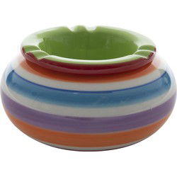 Stormasbak - rond - terras asbak - groen - keramiek - 14 x 7 cm - Asbakken