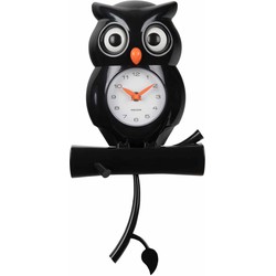 Wandklok Owl Pendulum - Zwart - 20x8.5x37.5cm