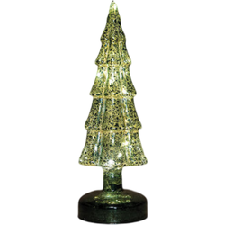 Kerstboompje glas led op batterij met timer 27.5x9.5 cm groen