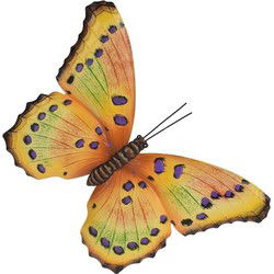 Vlinder Tuindecoratie - Metaal - 35 x 24 cm - Geel - Tuinbeelden