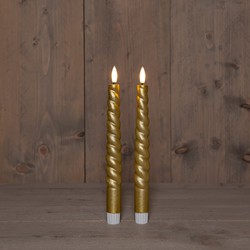 B.O. 2Pcs 3D Docht Gold Swirl Taper Candle Kerze 23 cm Rustic Wax - Anna's Collection