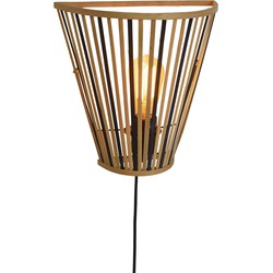 Wandlamp Merapi - Bamboe/Zwart - 30x15x30cm