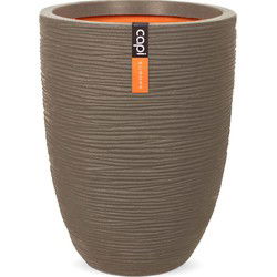 Vaas elegant laag Rib NL 34x46 warm taupe bloempot