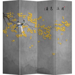 Fine Asianliving Kamerscherm Scheidingswand B160xH180cm 4 Panelen Gele
