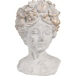 Clayre & Eef Bloempot Binnen Vrouw 14x14x22 cm Grijs Steen Plantenpot