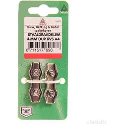 Staaldr.klem 4mm dup rvs 2st