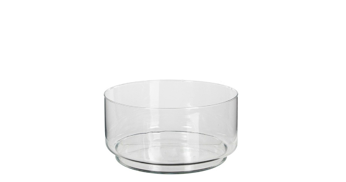 Lage schaal / vaas transparant glas cilindervormig 13 x 26 cm - Vazen