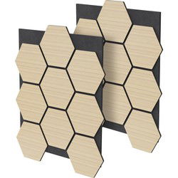 Set van 2 akoestische panelen voor 1m² eiken wandpanelen Hexagon geluidsisolatie ML-Design