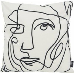 Sierkussen Abstract Face White - Outdoor | 45 x 45 cm | Katoen/Polyester