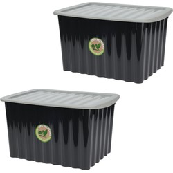 2x Stuks Opbergdozen/organizers met deksel - kunststof - 27L - Opbergbox