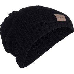 Knit Factory Bobby Gebreide Muts Heren & Dames - Sloppy Beanie - Zwart - One Size