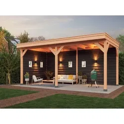 Douglas DIY overkapping, 600 x 300, met achterwand en zijwand, Westwood, zwart gespoten