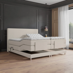 Boxspringbed - Elektrische  Nika Beige 180x200 Inclusief  cm matras en topper Comfortschuim