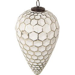 Clayre & Eef Kerstbal XL Wit Zilverkleurig Glas
