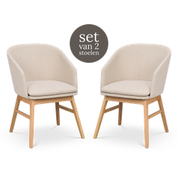 Windham eetkamerstoel beige - naturel eiken onderstel - set van 2