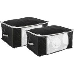 Opberghoes/beschermhoes voor dekbedden/kussens - 3x - zwart/grijs - 60 x 45 x 30 cm - Opberghoezen