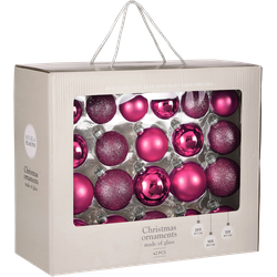 House of Seasons Kerstballen Set - 42 Stuks - Ø7 cm - Glas - Fuchsia