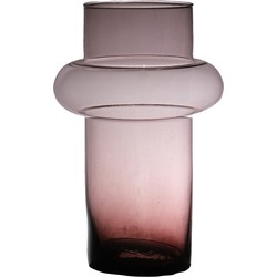 Hakbijl Glass Bloemenvaas Luna - transparant mauve - eco glas - D19 x H30 cm - cilinder vaas - Vazen