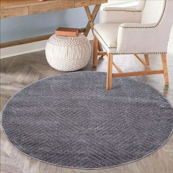 Rond Laagpolig vloerkleed - Junius Modern Grijs - 120 X 120 Rond CM