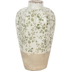 Clayre & Eef Vaas Ø 21x34 cm Beige Groen Keramiek