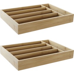 Set van 2x stuks bamboe houten bestekbakken/lades 35.5 x 25.5 x 5 cm - Bestekbakken