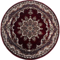 Isfahan Oosters Vloerkleed Nain - Laagpolig - Klassiek Vintage Tapijt - Rond - Rood / Multi- 200 CM ROND