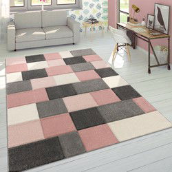 Laagpolig Vloerkleed Lareva - Blok Design - Roze - 120x170 cm