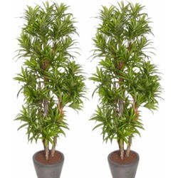 2x Groene Dracaena reflexa binnenplant, kunstplanten 120 cm voor binnen - Kunstplanten