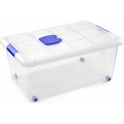 1x Opslagbakken/organizers met deksel 36 liter 59 cm transparant - Opbergbox