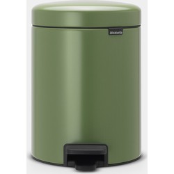 NewIcon Pedal Bin, 5 litre, Soft Closing, Plastic Inner Bucket - Moss Green