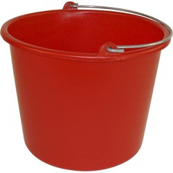 Huishoud emmer - rood - kunststof - 12 liter - D29 x H35 cm - Emmers