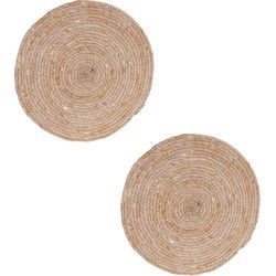 Excellent Houseware Placemats - 8x - rond - gevlochten riet - 38 cm - Placemats