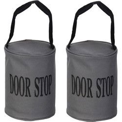 Esschert Design Canvas deurstopper grijs - 2x stuks - 16 x 12.5 cm - Deurstoppers
