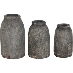 Velas Terracotta Decoration Vases - 3 vases in Antique Dark Grey