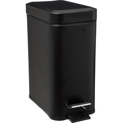 5Five Prullenbak/pedaalemmer zwart rvs metaal - 5 liter - 14x29x30 cm - Pedaalemmers