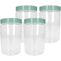 Voorraadpot/bewaarpot - 4x - 375 ml - kunststof - mint groen - B7 x H12 cm - Voorraadpot