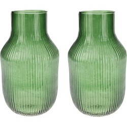 Set van 2x Excellent Houseware glazen vaas / bloemen vazen - groen - 12 x 23 cm - Vazen