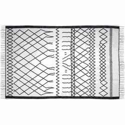 Vloerkleed - katoen - 230x160 cm - zwart/wit