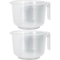 Keuken maatbeker/mengbeker - 2x - kunststof - transparant - 2500 ml - Maatbekers