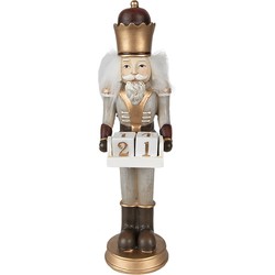 Clayre & Eef Beeld Notenkraker 22 cm Grijs Polyresin Kerstfiguren