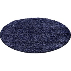 Tapijtenloods Basic Shaggy vloerkleed Donker Blauw Hoogpolig- 160 CM ROND