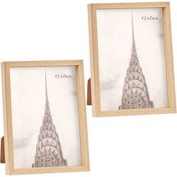 2x stuks kunststof fotolijst met hout look geschikt voor een foto van 15 x 20 cm - Fotolijsten