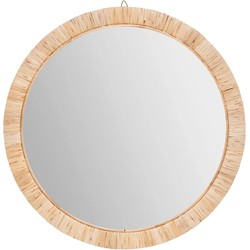 Spiegel/wandspiegel rond D60 cm rotan beige - Spiegels