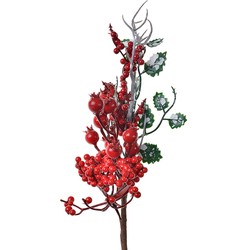 Clayre & Eef Decoratie Tak 34 cm Rood Kunststof Kerstdecoratie