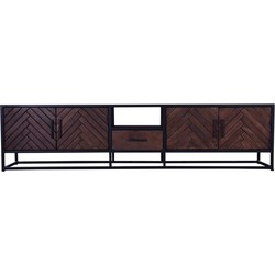 Tv Meubel Bruin - Visgraat - 210cm - Mangohout - Kast Isa