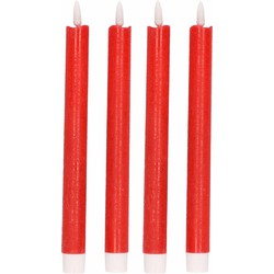 4x Kerstdiner/diner kaarsen rood Led 25,5 cm - LED kaarsen