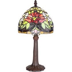 LumiLamp Tiffany Tafellamp  Ø 20x36 cm Meerkleurig Glas Kunststof Rond Tiffany Bureaulamp