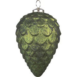 Clayre & Eef Kerstbal  Ø 9 cm Groen Glas Metaal Kerstdecoratie